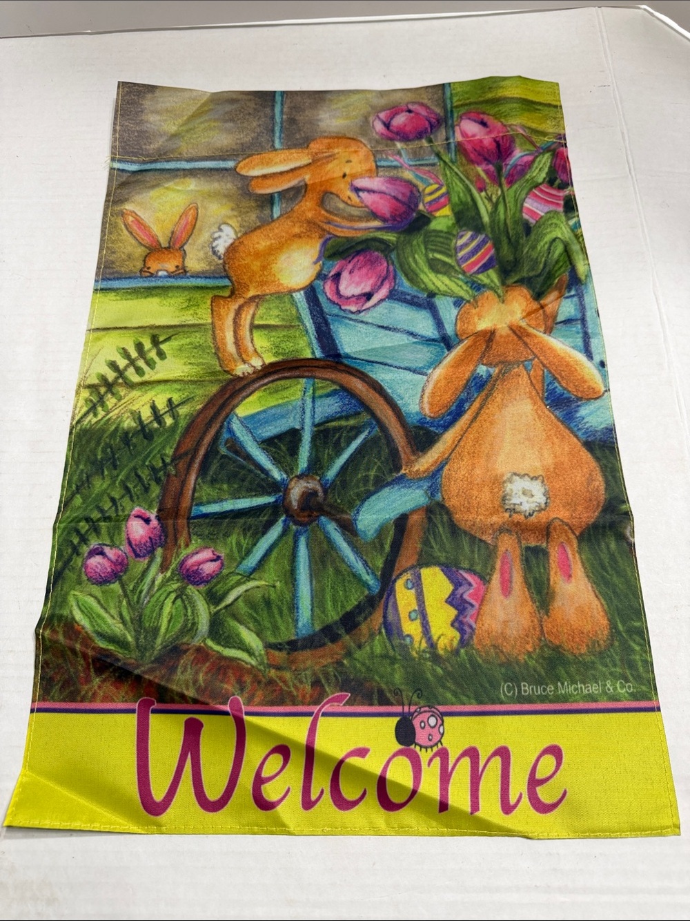 Bruce Michael Welcome Bunny Garden/Lawn Flag - Multicolor